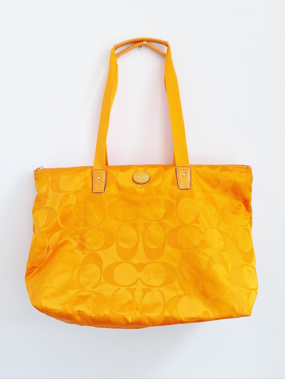 Coach Getaway Signature Nylon Tote Bag in Tangerine